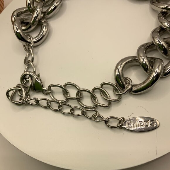 Chico's Chunky Light Weight Silver Tone Chain Necklace - Picture 4 of 6